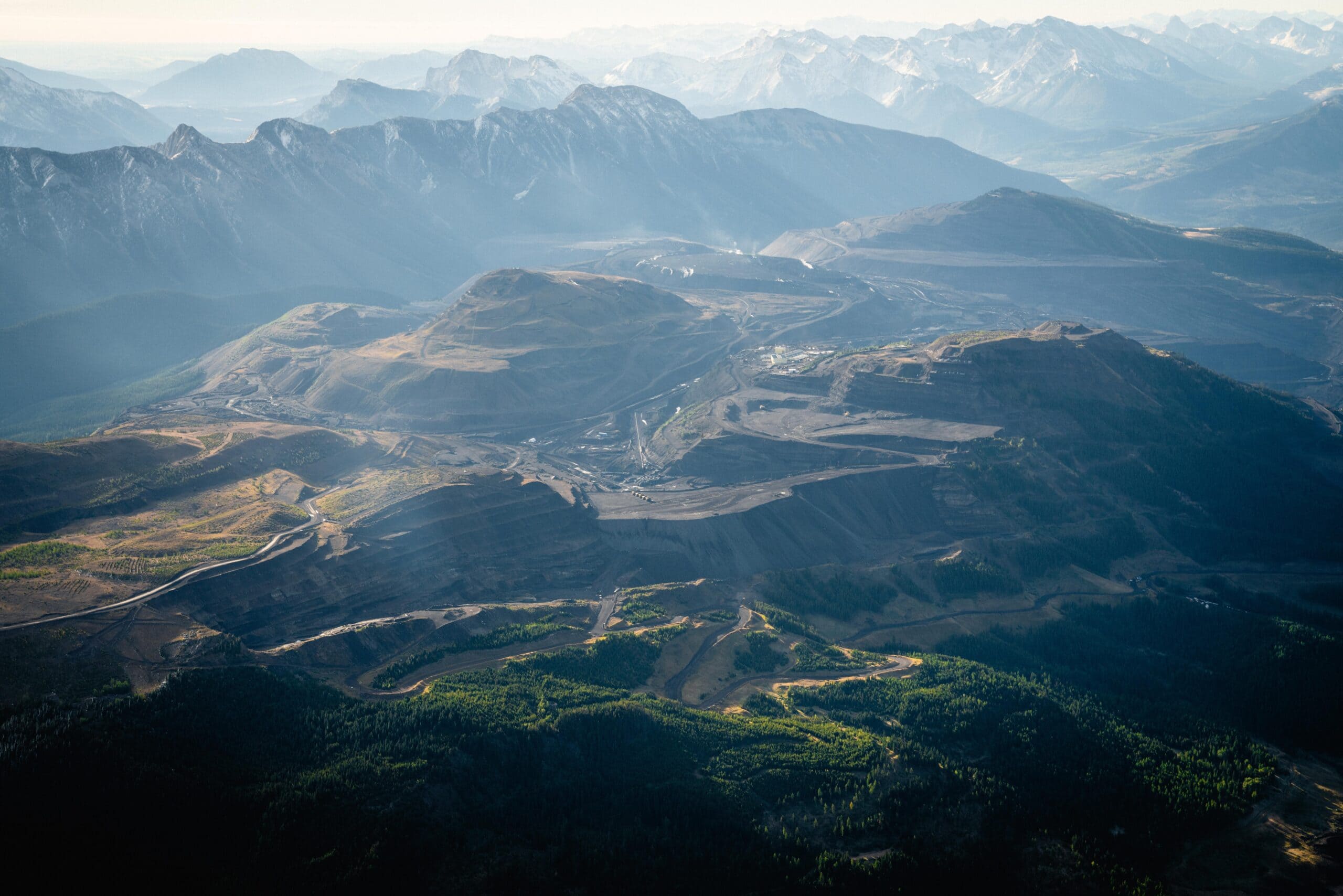 aerial view of rocky mountain coal mine