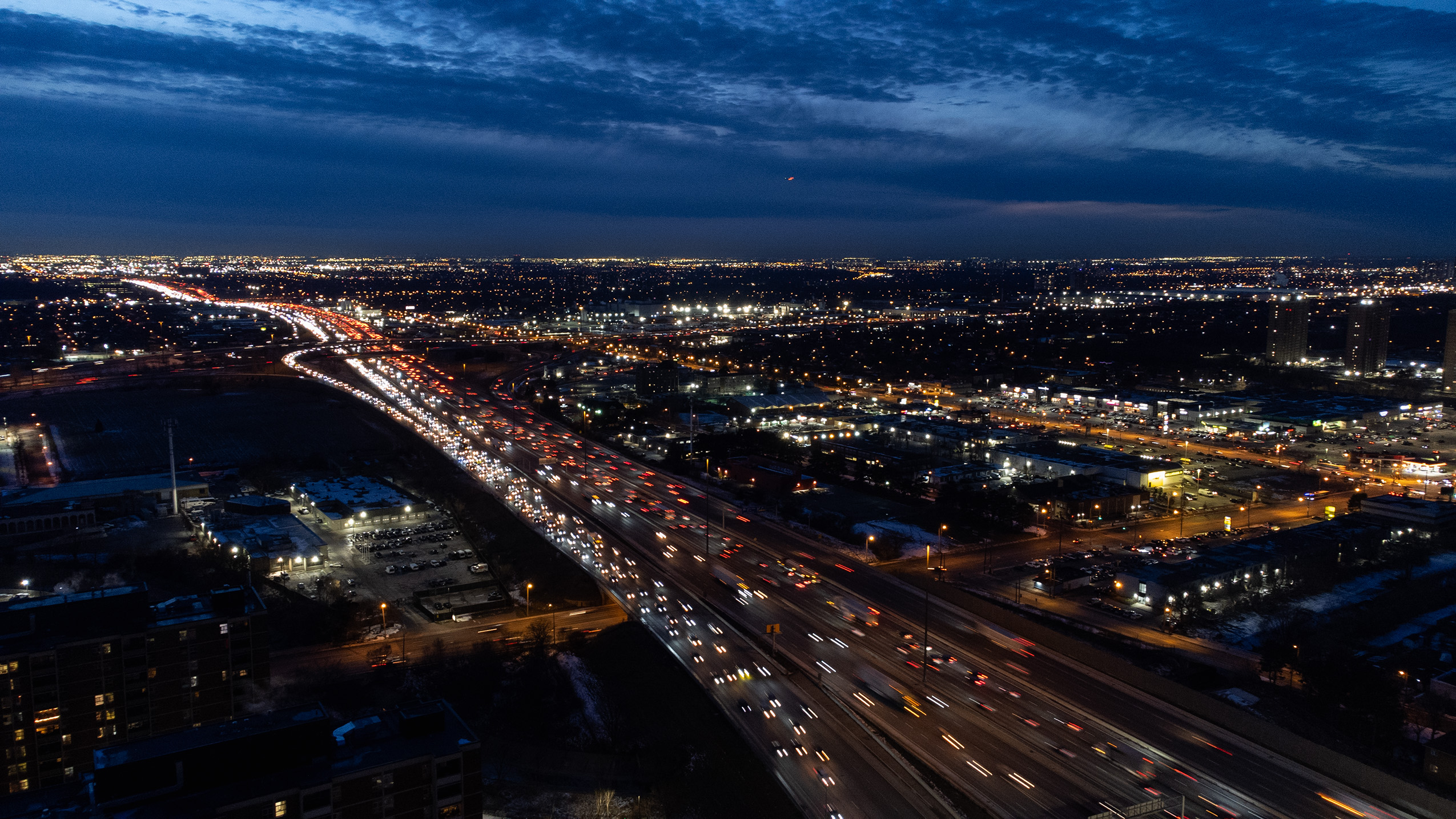 A highway at night