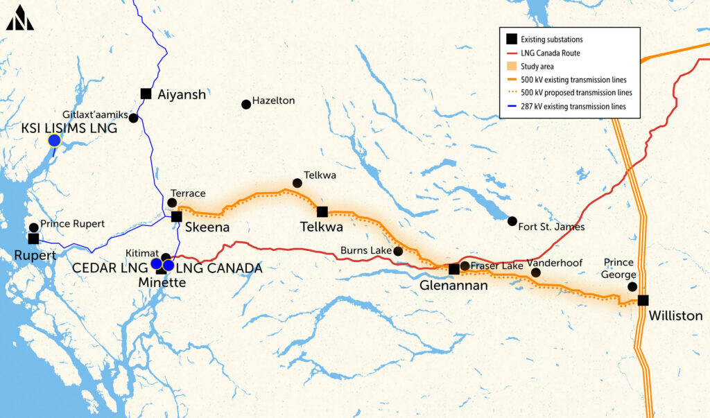 a map of the proposed North Coast transmission line